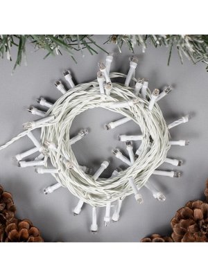 Гирлянда «Нить» 5 м, IP20, белая нить, 50 LED, свечение тёплое белое, 8 режимов, 220 В
