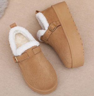 Угги короткие зимние утепленные на иск. мехе, на толстой подошве, светло-коричневый