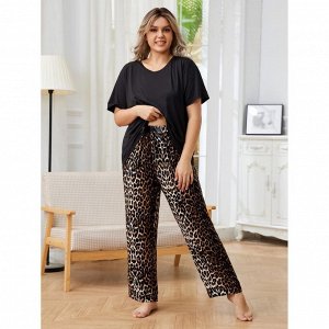 Пижама женская PLUS SIZE (футболка+штаны) с принтом