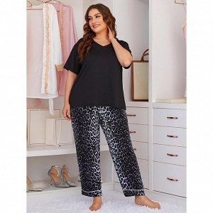 Пижама женская PLUS SIZE (футболка+штаны) с принтом
