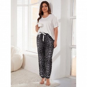 Пижама женская PLUS SIZE (футболка+штаны) с принтом