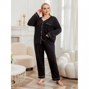 Пижама женская PLUS SIZE (лонгслив на пуговицах+штаны)