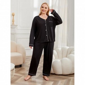 Пижама женская PLUS SIZE (лонгслив на пуговицах+штаны)