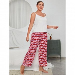Пижама женская PLUS SIZE (майка+штаны) с принтом
