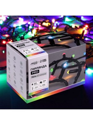 Гирлянда «Нить» 10 м, IP65, УМС, тёмная каучуковая нить, 100 LED, свечение мульти, 220 В
