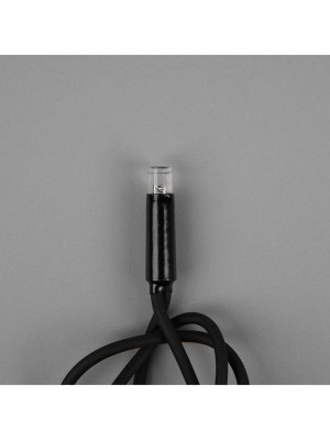 Гирлянда «Нить» 10 м, IP65, УМС, тёмная каучуковая нить, 100 LED, свечение тёплое белое, мерцание, 220 В