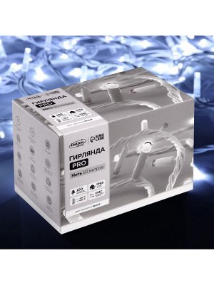 Гирлянда «Нить» 10 м, IP65, УМС, белая каучуковая нить, 100 LED, свечение белое, мерцание, 220 В