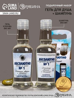 Подарочный набор «Абсолютно лучший»: гель для душа и шампунь для волос водка, 2x250 мл, HARD LINE