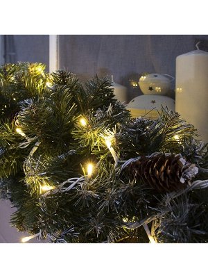 Гирлянда «Нить» 10 м, IP44, УМС, белая нить, 100 LED, свечение тёплое белое, 220 В