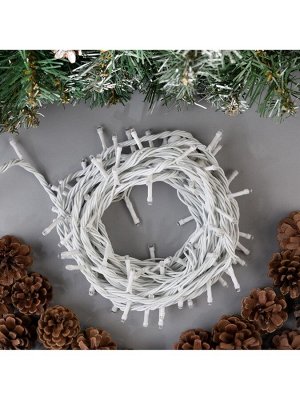 Гирлянда «Нить» 10 м, IP44, УМС, белая нить, 100 LED, свечение жёлтое, 220 В