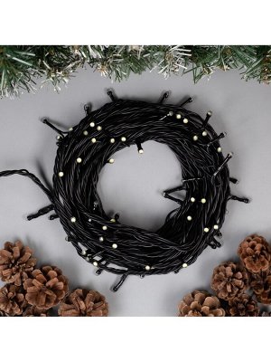 Гирлянда «Нить» 10 м, IP44, УМС, тёмная нить, 72 SMD-LED, свечение белое, 220 В