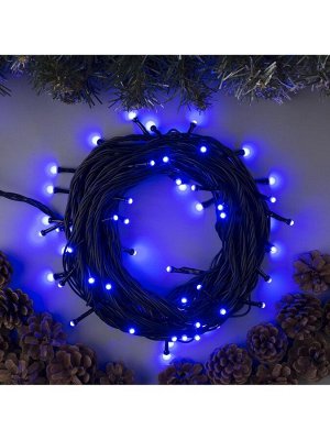 Гирлянда «Нить» 10 м, IP44, УМС, тёмная нить, 72 SMD-LED, свечение синее, 220 В