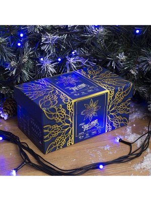 Гирлянда «Нить» 10 м, IP44, УМС, тёмная нить, 72 SMD-LED, свечение синее, 220 В