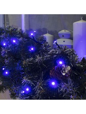 Гирлянда «Нить» 10 м, IP44, УМС, тёмная нить, 72 SMD-LED, свечение синее, 220 В