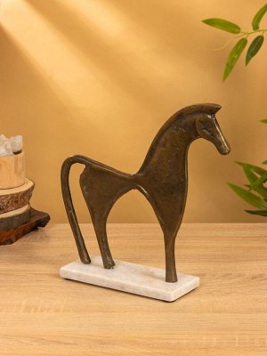 Сувенир интерьерный «Конь на пьедестале», 29.5x8x29 см, алюминий, мрамор