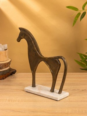 Сувенир интерьерный «Конь на пьедестале», 29.5x8x29 см, алюминий, мрамор