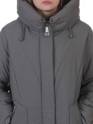 A618 GRAY/GREEN Пальто зимнее женское (верблюжья шерсть, 120 гр. холлофайбер)