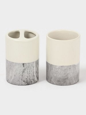 Аксессуары для ванной SAVANNA Stone gray, 4 предмета, дозатор для мыла 390 мл, 2 стакана, мыльница, белые