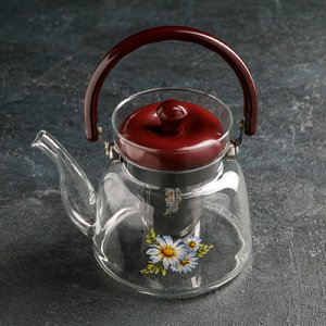 Чайник заварочный с металл ситом "Цветочная фантазия" 1200 мл
