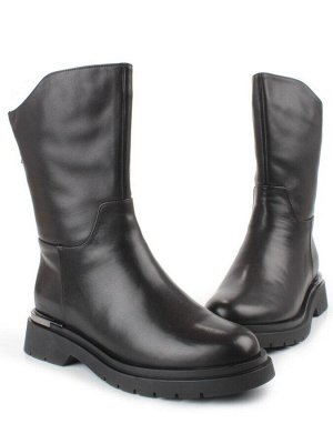 Z4228M BLACK Полусапоги зимние женские (натуральная кожа, натуральный мех)
