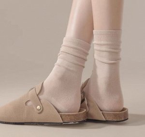 Носки хлопковые эластичные средней длины, бежевый