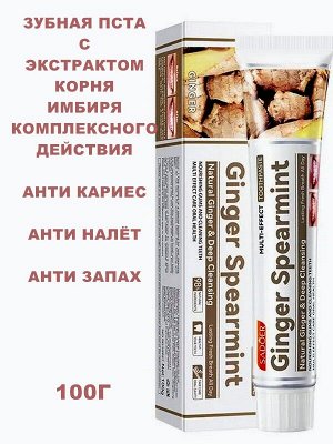 Зубная паста GINGER Spearmint с экстрактом имбиря и мятой 100г
