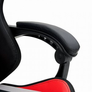 Кресло компьютерное CROMEX (КРОМЕКС) "Quantum GM-155 RGB", подсветка, две подушки, экокожа, черное/красное/серое, 532955