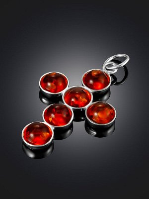 Изящный крест, украшенный кабошонами из коньячного янтаря