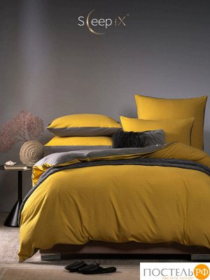 Комплект постельного белья SleepiX ЮКО горчич/сер, Евро