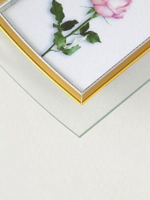 Фоторамка-коллаж на 2 фото 10x15 см «Золотой кант», стекло, вертикальная, закруглённая, прозрачная, 28x20.5 см