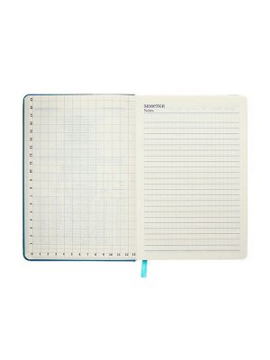 Ежедневник недатированный A5, 140л, клетка, кожзам, на резинке, желтый срез, Синий