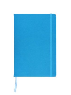 Ежедневник недатированный A5, 140л, клетка, кожзам, на резинке, желтый срез, Синий