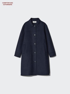 UNIQLO x Comptoir des Cotonniers - длинное пальто с добавлением кашемира - 69 NAVY