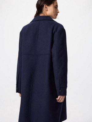 UNIQLO x Comptoir des Cotonniers - длинное пальто с добавлением кашемира - 69 NAVY