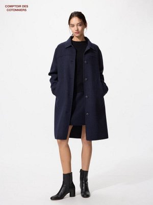 UNIQLO x Comptoir des Cotonniers - длинное пальто с добавлением кашемира - 69 NAVY