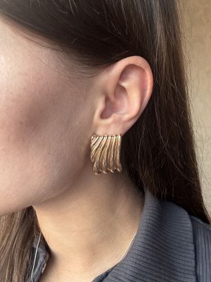 Серьги-гвоздики крупные под золото