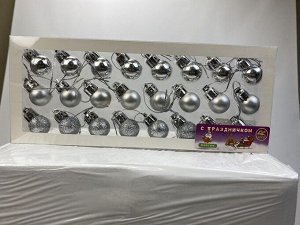 Новогоднее украшение шарики 1,5см, упаковка 24шт, пвх