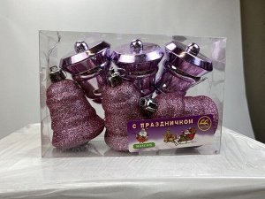 Новогоднее украшение на ёлку колокольчик , упаковка 6 игрушек