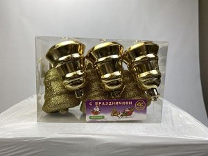 Новогоднее украшение на ёлку колокольчик , упаковка 6 игрушек
