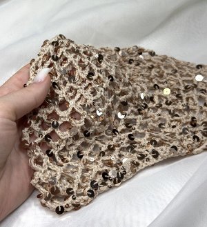 Шапка Сетка Кроше с пайетками