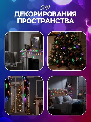 Гирлянда «Нить» 3 м с насадками «Сосульки 7.5 см», IP20, прозрачная нить, 20 LED, свечение мульти (RG/RB), мигание, USB