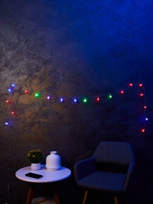 Гирлянда «Нить» 3 м с насадками «Ёжики», IP20, прозрачная нить, 20 LED, свечение мульти (RG/RB), мигание, USB