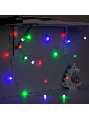 Гирлянда «Нить» 3 м с насадками «Шарики», IP20, прозрачная нить, 20 LED, свечение мульти (RG/RB), мигание, USB