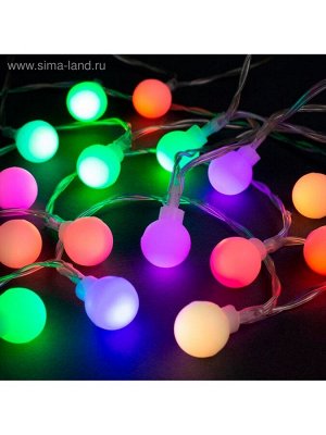 Гирлянда «Нить» 3 м с насадками «Шарики», IP20, прозрачная нить, 20 LED, батарейки AAх3 (нет в комплекте), свечение мульти