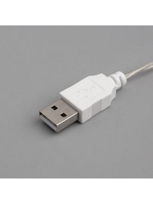 Гирлянда «Нить» 3 м с насадками «Сосульки 7.5 см», IP20, прозрачная нить, 20 LED, свечение мульти (RG/RB), мигание, USB