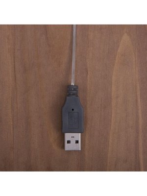 Гирлянда «Нить» 3 м с насадками «Ёлки», IP20, прозрачная нить, 20 LED, свечение мульти (RG/RB), мигание, USB