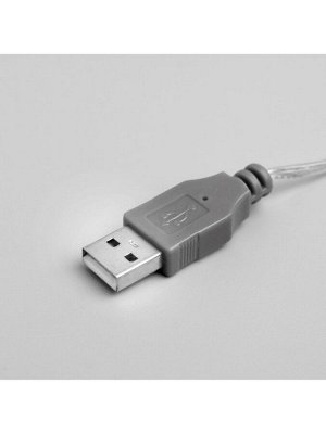 Гирлянда «Нить» 3 м с насадками «Снежинки большие», IP20, прозрачная нить, 20 LED, свечение мульти (RG/RB), мигание, USB