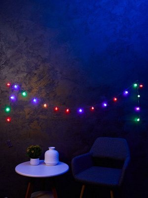 Гирлянда «Нить» 3 м с насадками «Ёжики», IP20, прозрачная нить, 20 LED, батарейки AAх3 (нет в комплекте), свечение мульти