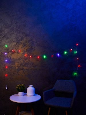 Гирлянда «Нить» 3 м с насадками «Звёзды», IP20, прозрачная нить, 20 LED, батарейки AAх3 (нет в комплекте), свечение мульти