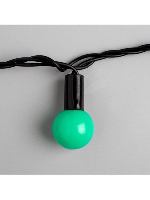 Гирлянда «Нить» 10 м с насадками «Шарики 2.5 см», IP44, тёмная нить, 100 LED, свечение зелёное, 8 режимов, 220 В